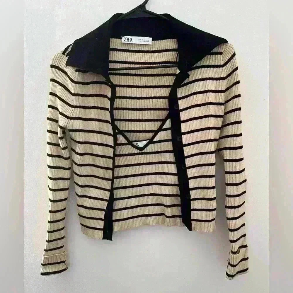 Zara striped cardigan and matching striped tank top - Picture 4 of 7